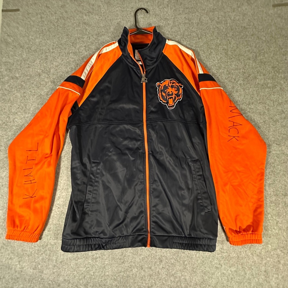Starter Chicago Bears Track Jacket Mens 2XL Navy Orange Khalil Mack Custom